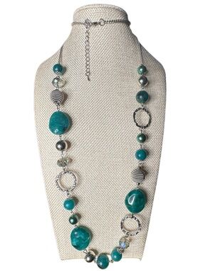 Teal Beaded Statement Necklace - Women Jewelry